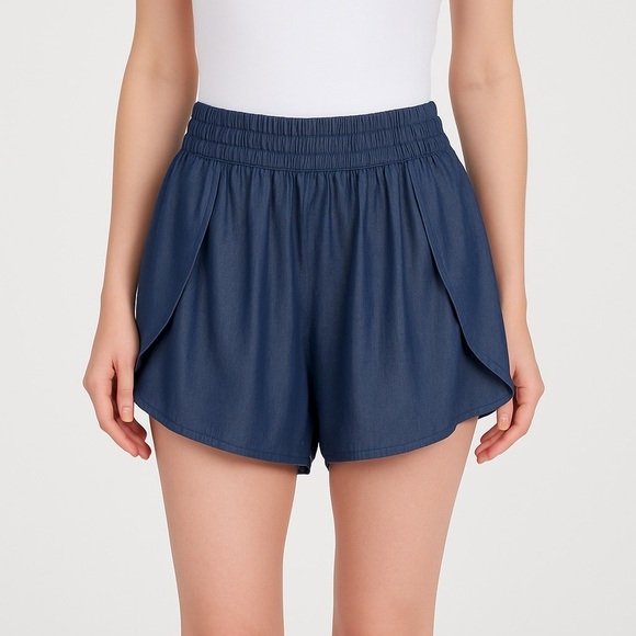 Anthropologie Askari Dark Chambray Flutter Shorts Size XS - Picture 1 of 10